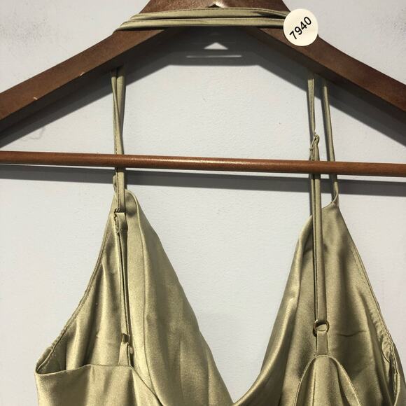 Show Me Your Mumu Womens's Verona Cowl Dress Moss Green Luxe Satin Size S - Picture 5 of 6